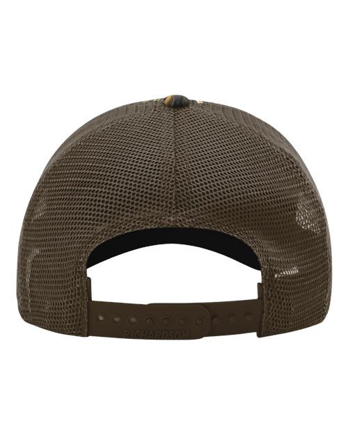 Richardson 111P Garment Washed Printed Trucker Cap #color_Shadow Grass Habitat/ Brown