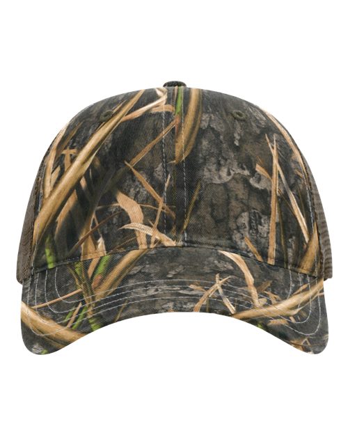 Richardson 111P Garment Washed Printed Trucker Cap #color_Shadow Grass Habitat/ Brown