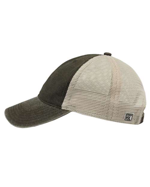 The Game GB460 Pigment-Dyed Trucker Cap #color_Army Green/ Stone