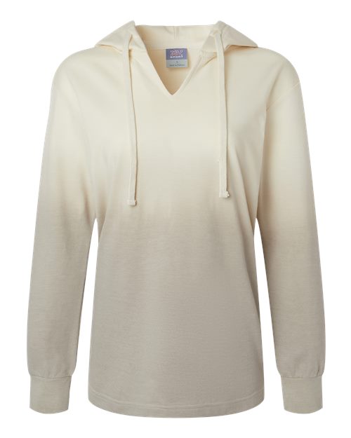MV Sport W20185 Women's French Terry Ombré Hooded Sweatshirt #color_Ecru/ Atmosphere