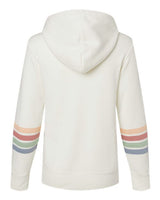 MV Sport W22732 Women's Striped Sleeves Full-Zip Hooded Sweatshirt #color_Ivory