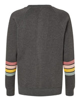 MV Sport W23152 Women's Striped Sleeves Crewneck Sweatshirt #color_Charcoal