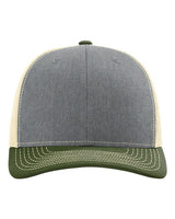 Richardson 112 Snapback Trucker Cap #color_Heather Grey/ Birch/ Army Olive