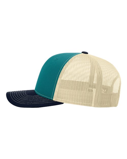 Richardson 112 Snapback Trucker Cap #color_Blue Teal/ Birch/ Navy