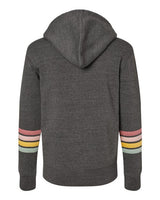 MV Sport W22732 Women's Striped Sleeves Full-Zip Hooded Sweatshirt #color_Charcoal