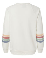 MV Sport W23152 Women's Striped Sleeves Crewneck Sweatshirt #color_Ivory