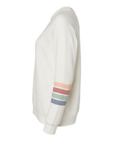 MV Sport W23152 Women's Striped Sleeves Crewneck Sweatshirt #color_Ivory