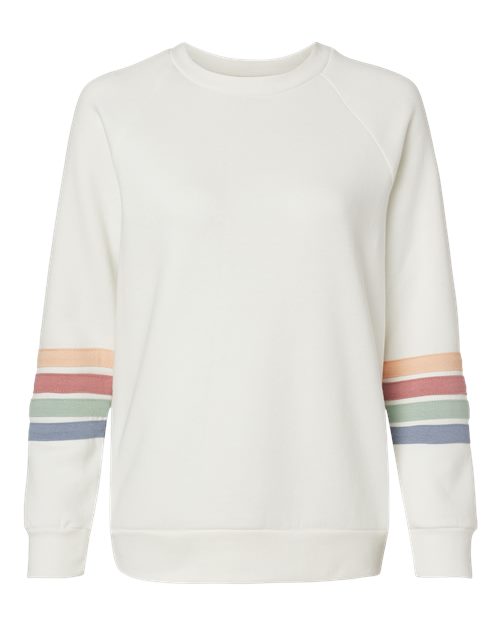 MV Sport W23152 Women's Striped Sleeves Crewneck Sweatshirt #color_Ivory