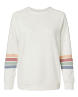 MV Sport W23152 Women's Striped Sleeves Crewneck Sweatshirt #color_Ivory