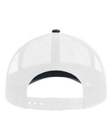 Atlantis Headwear ZION Sustainable Five-Panel Trucker Cap #color_Navy/ White