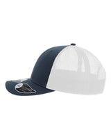 Atlantis Headwear ZION Sustainable Five-Panel Trucker Cap #color_Navy/ White
