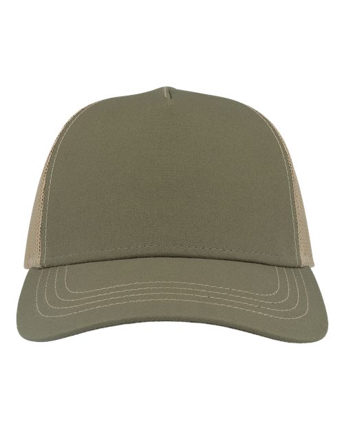 Atlantis Headwear RAPPER Sustainable Canvas Cap #color_Olive Green/ Khaki
