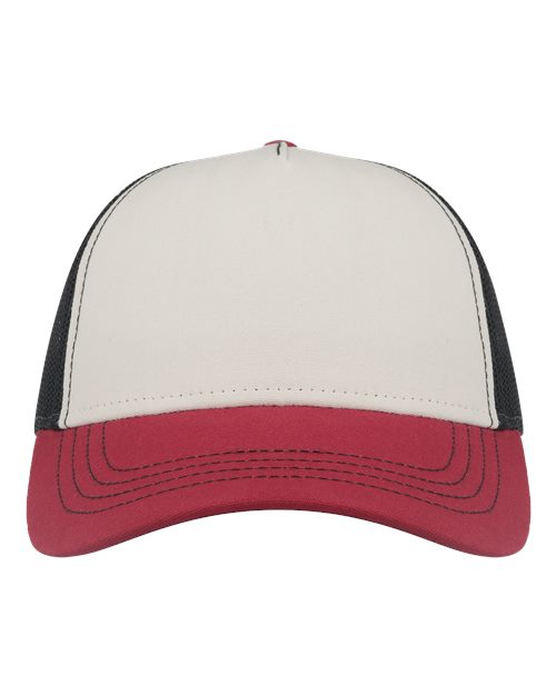 Atlantis Headwear RAPPER Sustainable Canvas Cap #color_White/ Burgundy/ Black