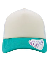 Infinity Her ROSIE Women's Foam Trucker Cap #color_Ivory/ Jade/ White/ Swirl