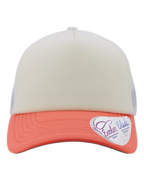 Infinity Her ROSIE Women's Foam Trucker Cap #color_Ivory/ Sherbert/ White/ Floral