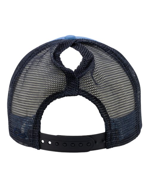 Infinity Her ROSIE Women's Foam Trucker Cap #color_Light Blue/ Navy/ Navy/ Graffiti