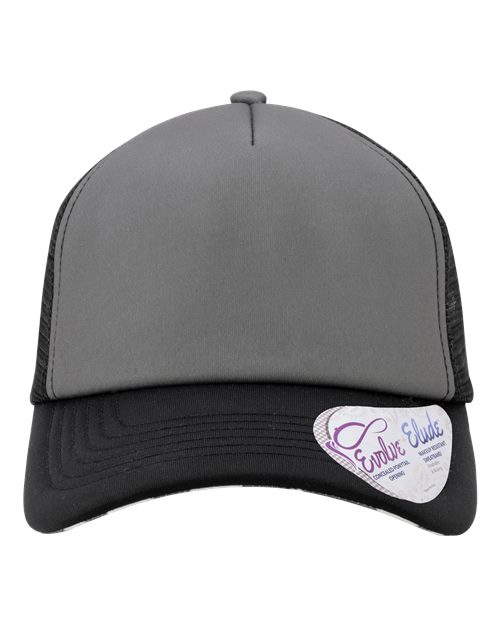 Infinity Her ROSIE Women's Foam Trucker Cap #color_Slate/ Black/ Black/ Cow