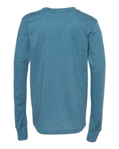 Bella + Canvas 3501Y Youth Jersey Long-Sleeve T-Shirt #color_HEATHR DEEP TEAL
