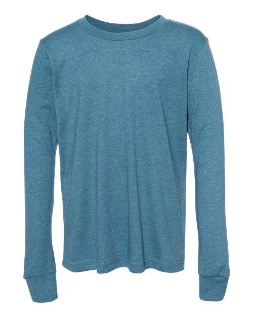 Bella + Canvas 3501Y Youth Jersey Long-Sleeve T-Shirt #color_HEATHR DEEP TEAL