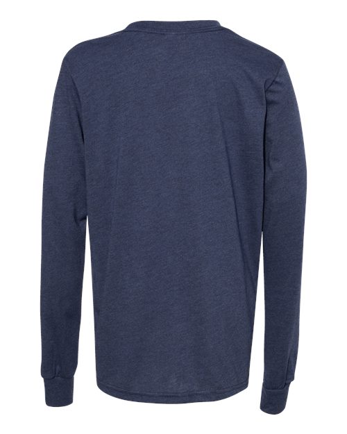 Bella + Canvas 3501Y Youth Jersey Long-Sleeve T-Shirt #color_HEATHER NAVY