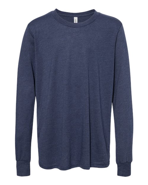 Bella + Canvas 3501Y Youth Jersey Long-Sleeve T-Shirt #color_HEATHER NAVY