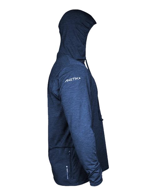 ANETIK MVLPRH8 Low Pro Tech Hooded Long Sleeve T-Shirt #color_Navy Heathered