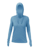 ANETIK WSBRZH0 Women's Breeze Tech Hooded Long Sleeve T-Shirt #color_Bahama Heathered