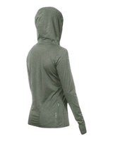 ANETIK WSBRZH0 Women's Breeze Tech Hooded Long Sleeve T-Shirt #color_Dark Olive Heathered