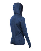 ANETIK WSBRZH0 Women's Breeze Tech Hooded Long Sleeve T-Shirt #color_Navy Heathered
