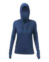 ANETIK WSBRZH0 Women's Breeze Tech Hooded Long Sleeve T-Shirt #color_Navy Heathered