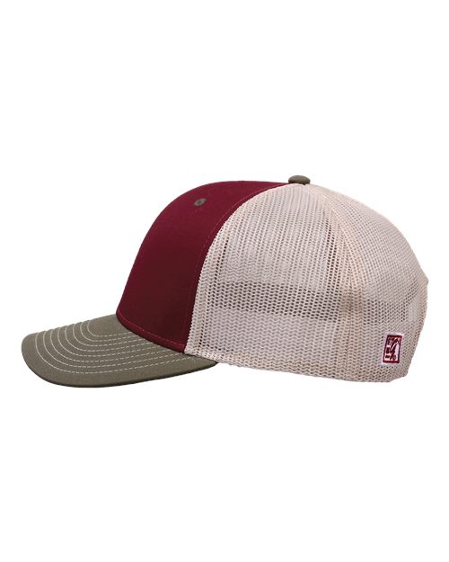 The Game GB452E Everyday Trucker Cap #color_Cinnamon Red/ Olive Green/ Stone