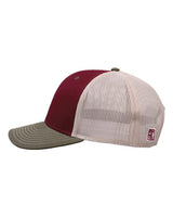 The Game GB452E Everyday Trucker Cap #color_Cinnamon Red/ Olive Green/ Stone