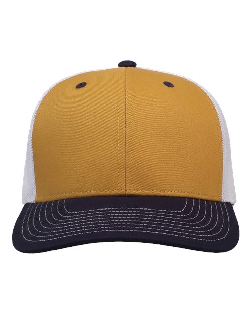 The Game GB452E Everyday Trucker Cap #color_Mustard Yellow/ Navy/ White