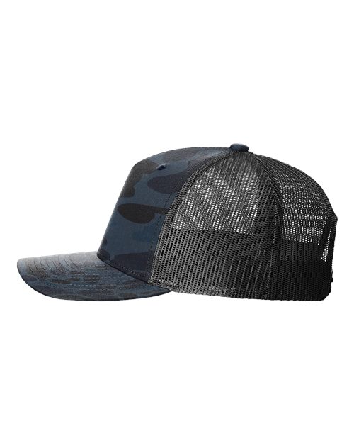 Richardson 112PFP Five-Panel Printed Trucker Cap #color_Admiral Duck Camo/ Black