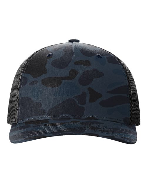 Richardson 112PFP Five-Panel Printed Trucker Cap #color_Admiral Duck Camo/ Black