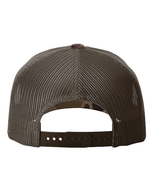 Richardson 112PFP Five-Panel Printed Trucker Cap #color_Bark Duck Camo/ Brown