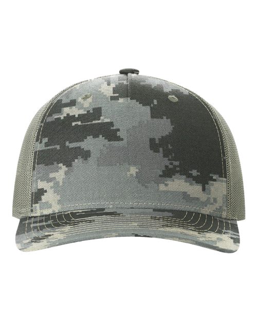 Richardson 112PFP Five-Panel Printed Trucker Cap #color_Digital Camo/ Light Green
