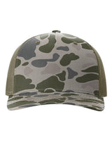 Richardson 112PFP Five-Panel Printed Trucker Cap #color_Marsh Duck Camo/ Loden