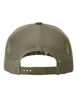 Richardson 112PFP Five-Panel Printed Trucker Cap #color_Mossy Oak Bottomland/ Loden