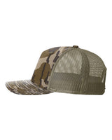 Richardson 112PFP Five-Panel Printed Trucker Cap #color_Mossy Oak Bottomland/ Loden
