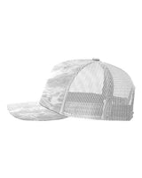 Richardson 112PFP Five-Panel Printed Trucker Cap #color_Mossy Oak Elements Bonefish/ Light Grey