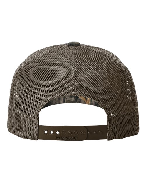 Richardson 112PFP Five-Panel Printed Trucker Cap #color_Mossy Oak Habitat/ Brown