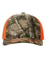 Richardson 112PFP Five-Panel Printed Trucker Cap #color_Realtree Edge/ Neon Orange