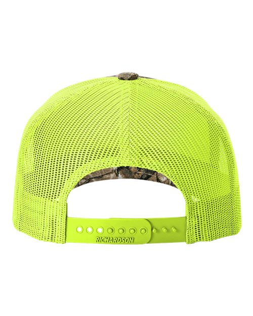 Richardson 112PFP Five-Panel Printed Trucker Cap #color_Realtree Edge/ Neon Yellow