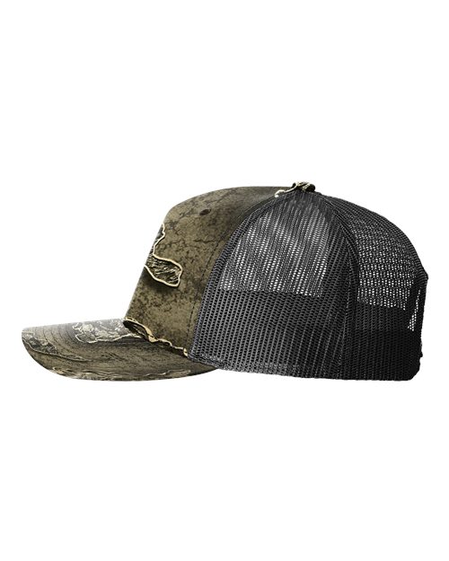 Richardson 112PFP Five-Panel Printed Trucker Cap #color_Realtree Escape/ Black