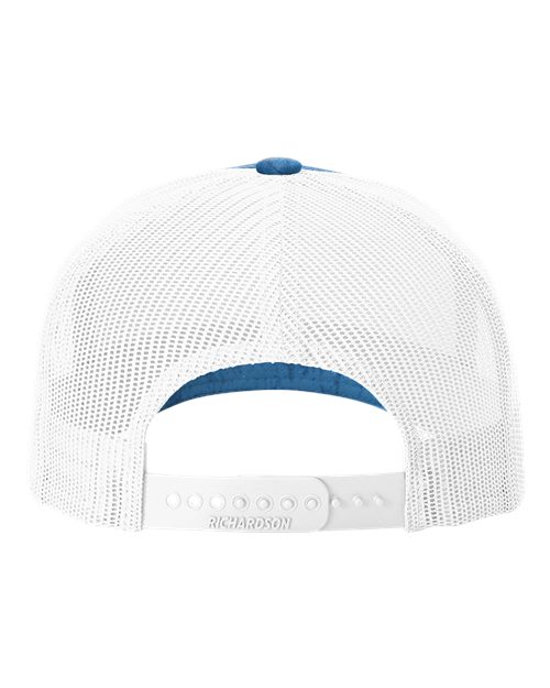 Richardson 112PFP Five-Panel Printed Trucker Cap #color_Realtree Fishing Light Blue/ White