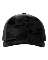 Richardson 112PFP Five-Panel Printed Trucker Cap #color_Sable Duck Camo/ Black