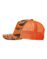 Richardson 112PFP Five-Panel Printed Trucker Cap #color_Blaze Duck Camo/ Blaze