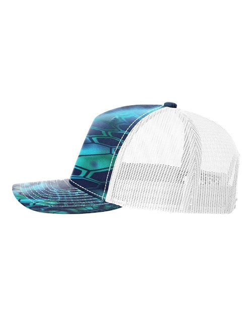 Richardson 112PFP Five-Panel Printed Trucker Cap #color_Kryptek Pontus/ White