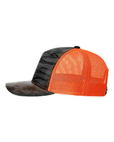 Richardson 112PFP Five-Panel Printed Trucker Cap #color_Kryptek Typhon/ Neon Orange